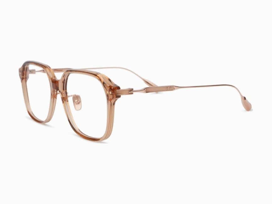 Clear champagne square frame with rose-gold temples